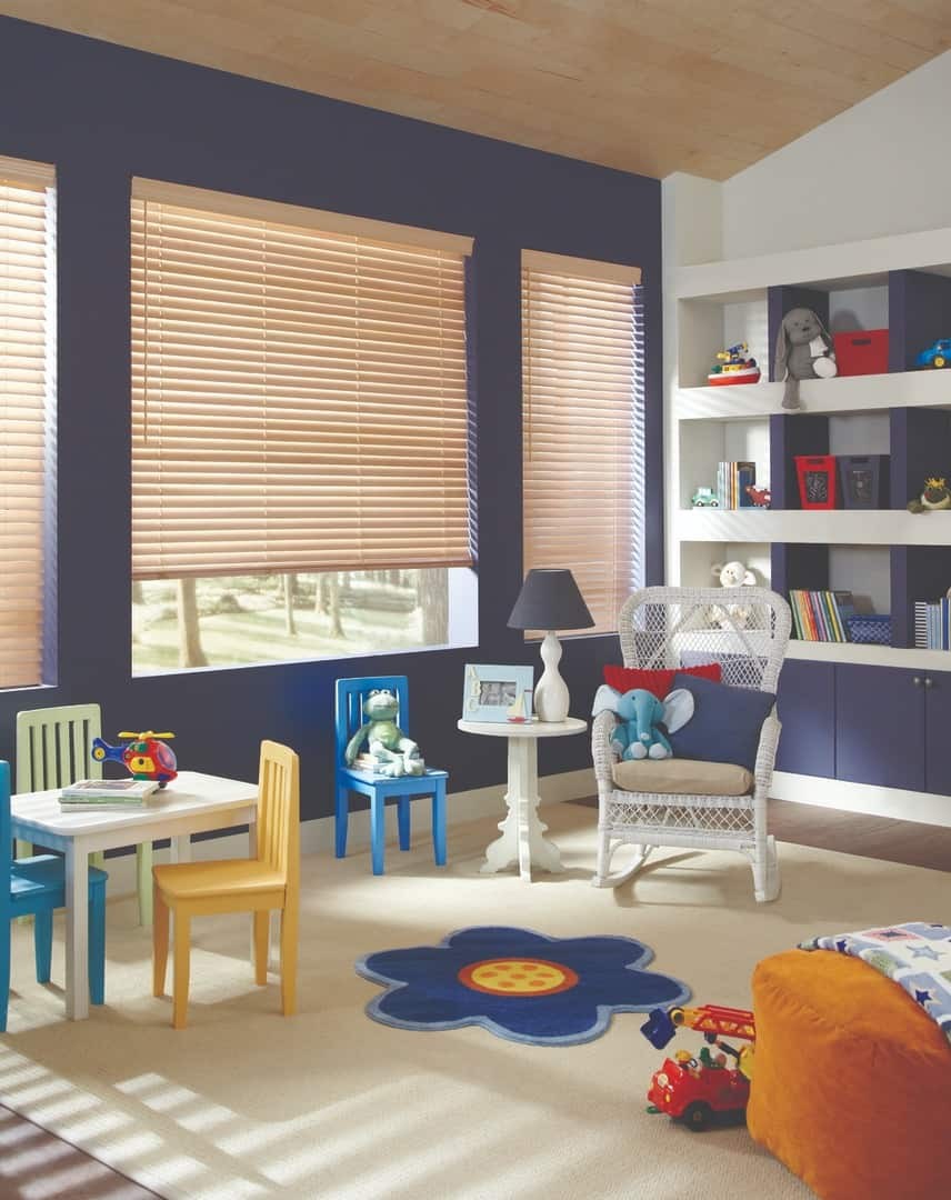 Motorized Parkland® Wood Blinds near Boone, North Carolina (NC) and other custom motorized blinds.