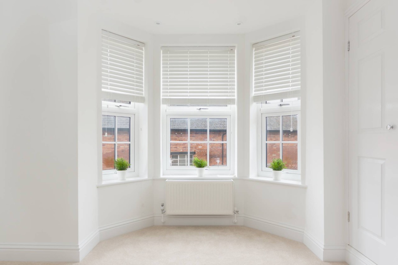 A bay window with window treatments near Boone, North Carolina (NC)