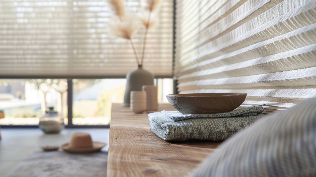 A modern interior with large cellular shades for insulation and light control at Appalachian Blind & Closet Co. near Boone North Carolina (NC)